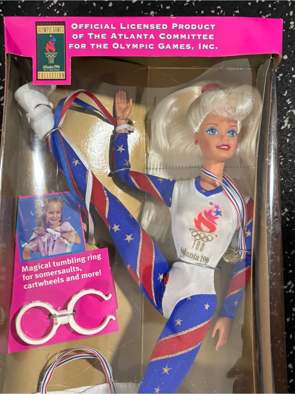 1996 Barbie Olympic Gymnast Atlanta Games Doll Mattel 15123 New - Picture 3 of 5